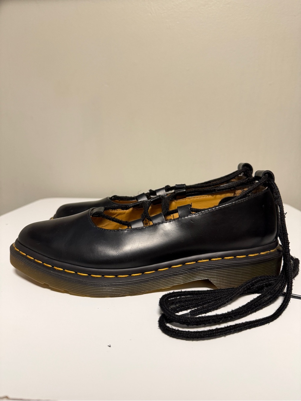 Dr. Martens Elphie Heeled Black Leather Ballet Shoes Women’s US 8 UK 6 EU 38